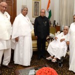 Bro Brij Mohan, BK Asha Didi, President Pranab Mukerjee, Rajyogini Dadi Janki, BK sis Hansa