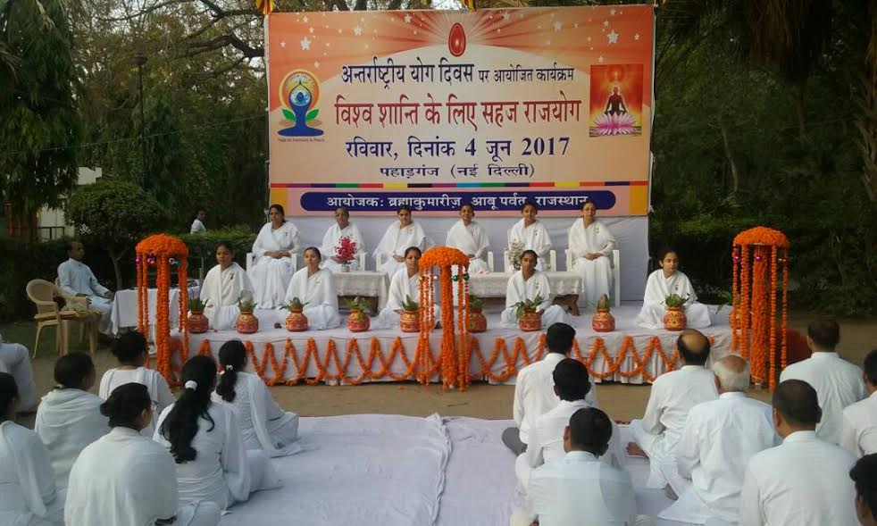 Meditation on International yoga day at Pahadganj..