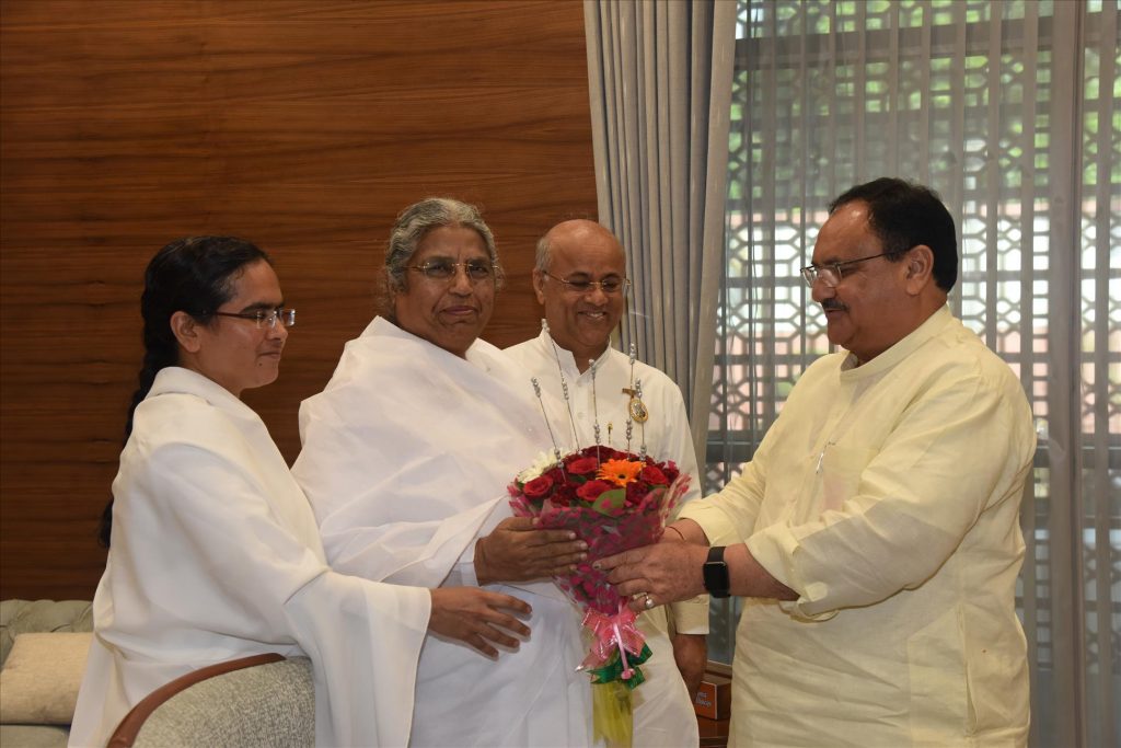 Brahma Kumaris Felicitate Mr. JP Nadda, Working President of Bharatiya Janta Party (BJP) in New Delhi